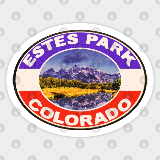 Estes Park Colorado Vintage Style Rocky Mountain National Park Rockies Sticker by TravelTime